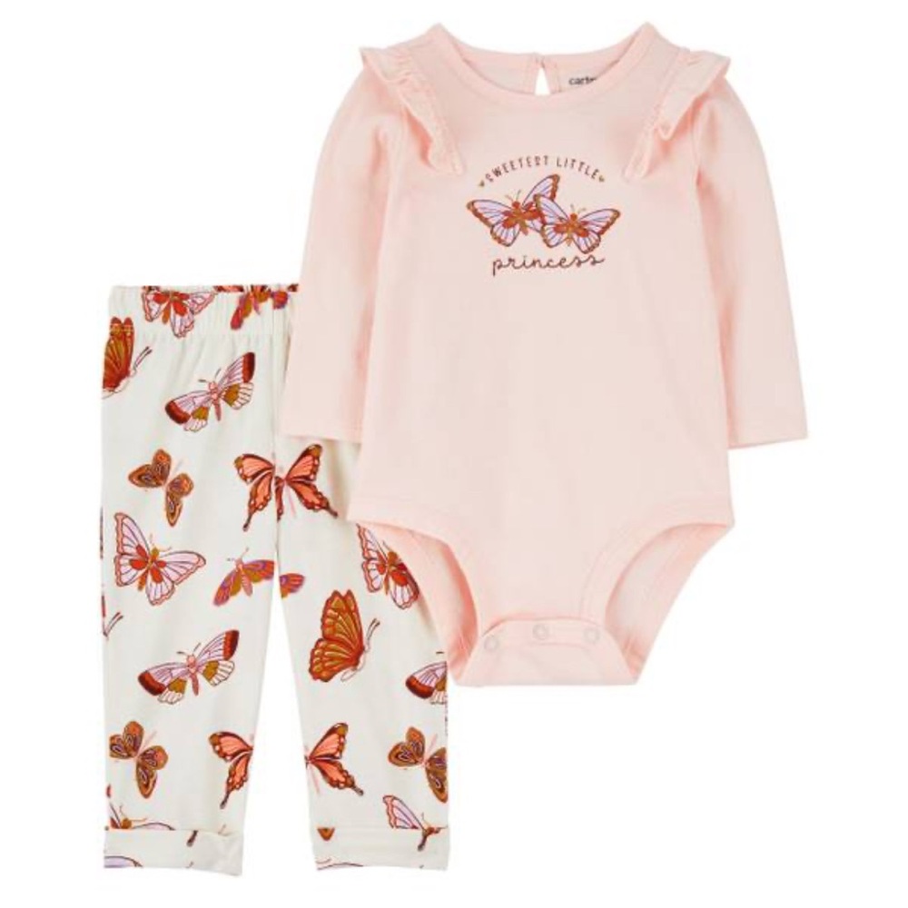 Infant Girls 2-Piece Butterfly Bodysuit Pant Set SIZE‎ 24 MONTHS